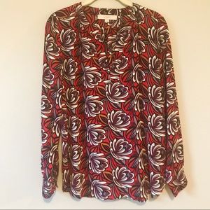 LOFT Red Floral Blouse